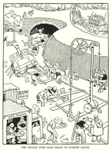 Illusztráció: Railway Ribaldry, W Heath Robinson (litho) alkotó: William Heath Robinson
