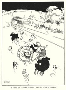 Illusztráció: Railway Ribaldry, W Heath Robinson (litho) alkotó: William Heath Robinson
