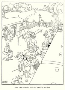 Illusztráció: Railway Ribaldry, W Heath Robinson (litho) alkotó: William Heath Robinson