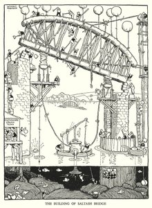 Illusztráció: Railway Ribaldry, W Heath Robinson (litho) alkotó: William Heath Robinson