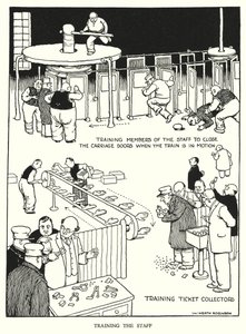 Illusztráció: Railway Ribaldry, W Heath Robinson (litho) alkotó: William Heath Robinson