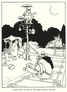 Illusztráció: Railway Ribaldry, W Heath Robinson (litho) alkotó: William Heath Robinson