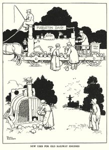 Illusztráció: Railway Ribaldry, W Heath Robinson (litho) alkotó: William Heath Robinson