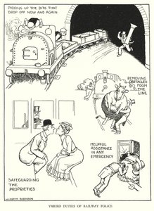 Illusztráció: Railway Ribaldry, W Heath Robinson (litho) alkotó: William Heath Robinson
