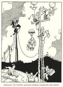 Illusztráció: Railway Ribaldry, W Heath Robinson (litho) alkotó: William Heath Robinson