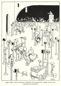 Illusztráció: Railway Ribaldry, W Heath Robinson (litho) alkotó: William Heath Robinson