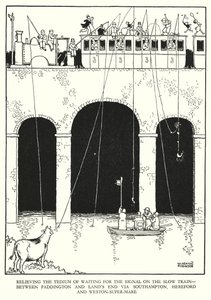 Illusztráció: Railway Ribaldry, W Heath Robinson (litho) alkotó: William Heath Robinson