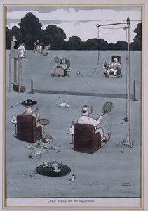 Gyeptenisz középkorúaknak (toll, tinta és w/c) alkotó: William Heath Robinson