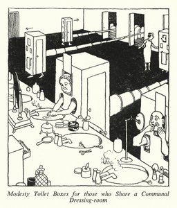 Modesty WC-szekrények azok számára, akik közös öltözőt használnak (litho) alkotó: William Heath Robinson
