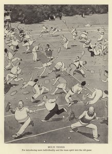 Multi tenisz, hogy több egyéniséget és csapatszellemet vigyenek a régi játékba. alkotó: William Heath Robinson