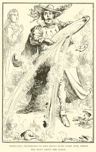 Petruchio úgy tett, mintha minden ételben hibát találna, a földre dobta a húst alkotó: William Heath Robinson