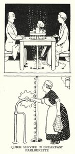 Gyors kiszolgálás a Breakfast Parlourette-ben (litho) alkotó: William Heath Robinson