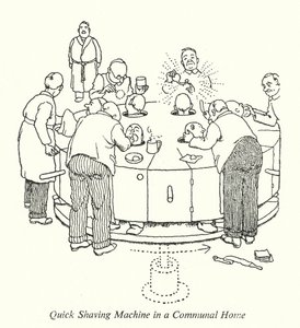 Gyors borotvagép egy közös otthonban (litho) alkotó: William Heath Robinson
