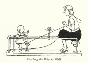 Járni tanítani a babát (litho) alkotó: William Heath Robinson