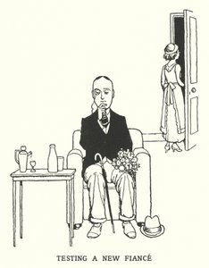 Egy új vőlegény tesztelése (litho) alkotó: William Heath Robinson
