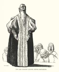 A Szívököl Úr könyörgött Pantagruel előtt (litho) alkotó: William Heath Robinson