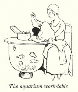 Akváriumi munkaasztal (litho) alkotó: William Heath Robinson