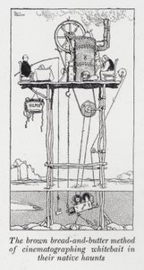 A barna kenyér és vaj módszere a fehér csali filmezésére a szülőhelyükön (litho) alkotó: William Heath Robinson
