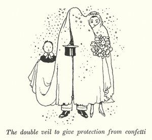 A dupla fátyol védelmet nyújt a konfetti ellen (litho) alkotó: William Heath Robinson