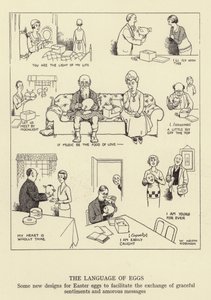 A tojások nyelve, néhány új design a húsvéti tojásokhoz a kecses érzelmek és szerelmi üzenetek cseréjének megkönnyítése érdekében alkotó: William Heath Robinson