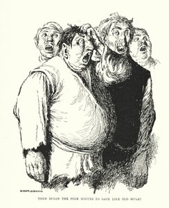 Aztán a szegény gazemberek tátogni kezdtek, mint a vén öszvérek (litho) alkotó: William Heath Robinson