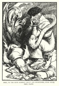 A már megszületett és megszületett öltönyökhöz fejet, lábakat, karmokat (litho) alkotnak. alkotó: William Heath Robinson