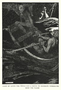 Amikor uraim az ördögöknek eszébe jutott, hogy újrateremtsék magukat a vízen (litho) alkotó: William Heath Robinson