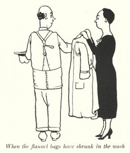 Amikor a flanel zacskók összezsugorodtak a mosás során (litho) alkotó: William Heath Robinson