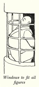 Ablakok minden alakhoz illeszkedve (litho) alkotó: William Heath Robinson
