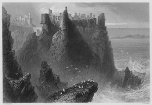 Dunluce kastély (metszet) alkotó: William Henry (after) Bartlett