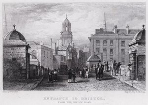 Bejárat Bristolba a London Road felől (metszet) alkotó: William Henry (after) Bartlett