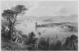 A Cork folyó, a Glanmire Road alulról (metszet) alkotó: William Henry (after) Bartlett