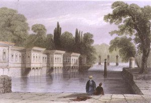 Az édes vizek palotája, Isztambul, metszet: W. Mossman, 1850 körül (akvatinta)