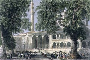 Yeni Djami, vagyis a Sultana Valide mecsete, Isztambul, J. C. Varrall metszet, 1850 körül (akvatinta)