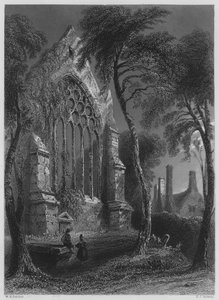 Youghall Abbey, Sir Walter Raleigh rezidenciája (metszet) alkotó: William Henry (after) Bartlett