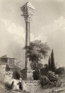 Marcian oszlopa, Isztambul, Törökország, H. Adlard metszete alkotó: William Henry Bartlett