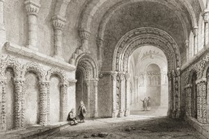 Cormac kápolna (épült 1127-34), Cashel szikla, Tipperary megye, Írország, George Virtue „Írország tájai és régiségei” című művéből, 1860-as évek