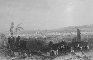 Damaszkusz, felülről Salahyeh alkotó: William Henry Bartlett