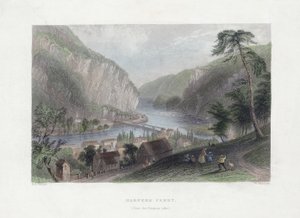 Harpers Ferry (a Potomac oldalról), pub. 1839 (kézzel színezett metszet)