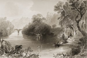 Killarney, Old Weir Bridge, Killarney megye, Írország, George Virtue „Scenery and Antiquities of Ireland” című művéből, 1860-as évek (metszet)