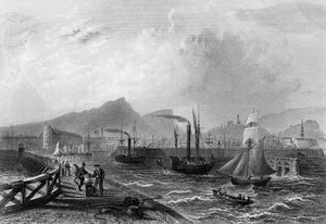 Leith Pier and Harbour, Robert Wallis metszet, 1820 körül alkotó: William Henry Bartlett