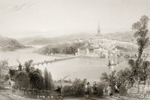Londonderry, Londonderry megye, Észak-Írország, George Virtue „Scenery and Antiquities of Ireland” című művéből, 1860-as évek alkotó: William Henry Bartlett