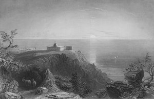 A Kármel-hegy, a tenger felé nézve alkotó: William Henry Bartlett