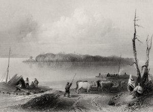 Navy Island, Niagara River, Ontario, Kanada, vésette Charles Coulson (1815-89) alkotó: William Henry Bartlett