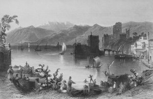 Bejrút kikötője, az ókori Berothai alkotó: William Henry Bartlett