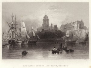 Redcliffe templom és medence, Bristol alkotó: William Henry Bartlett