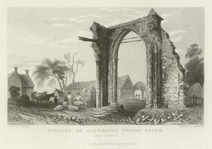 A Bicknacre Priory maradványai, Essex, Danbury közelében alkotó: William Henry Bartlett