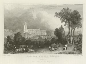 Saffron Walden templom, dél felől, Essex alkotó: William Henry Bartlett
