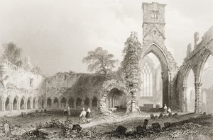 Sligo apátság, Sligo megye, Írország, George Virtue „Scenery and Antiquities of Ireland” című művéből, 1860-as évek (metszet) alkotó: William Henry Bartlett