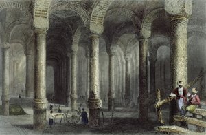 A Bin-Veber-Direg ciszterna, vagy az Ezeregy, Isztambul, metszet: J. Carter, 1850 körül (aquatinta) alkotó: William Henry Bartlett